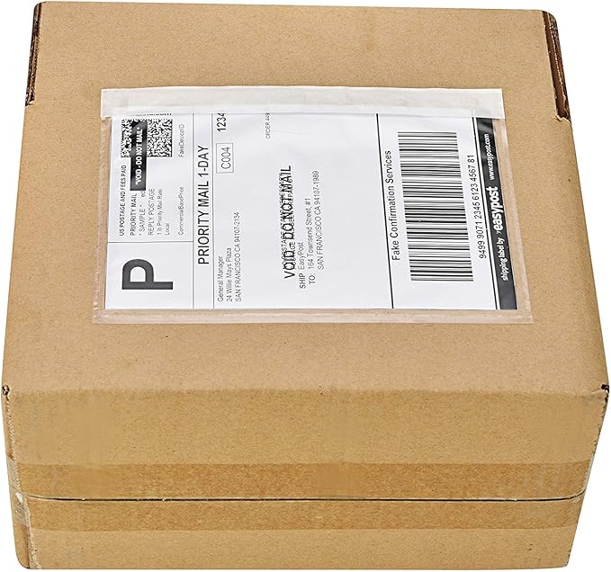 SJPACK 3000 7.5" x 5.5" Clear Adhesive Top Loading Packing List/Label Envelopes Pouches