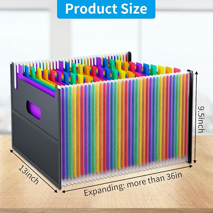 EOOUT Accordion File Organizer 36 Pockets, Letter A4 Size Expanding File Folder, Large Capacity Document Organizer with Blank Label for Office School