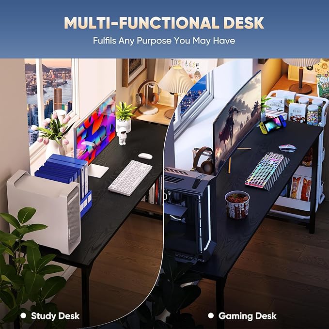 DUMOS 32 Inch Office Small Computer Desk Modern Simple Style Writing Study Work Table for Home Bedroom - Wood Black