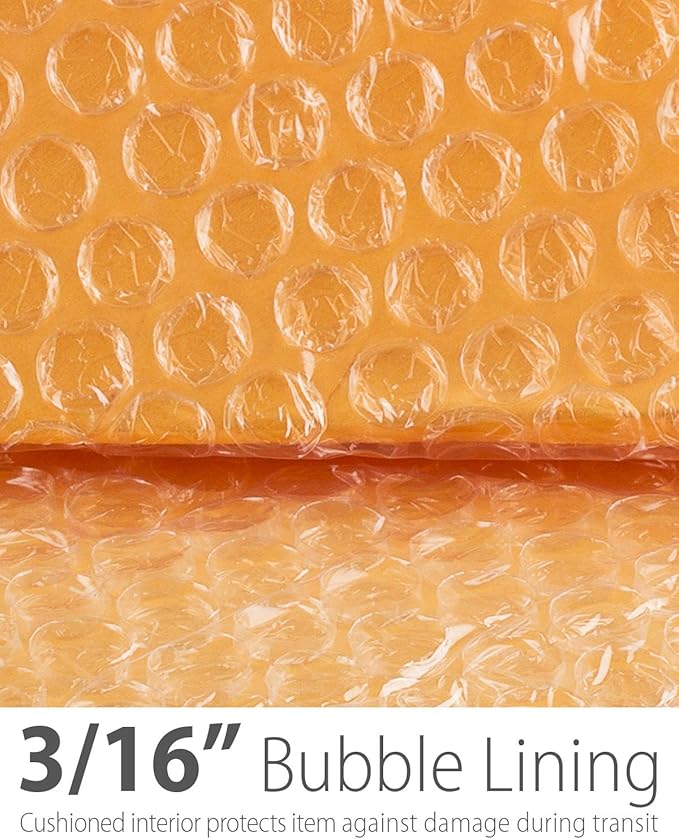 Fosmon #0 Extra Wide Kraft Bubble Mailer 6.5x10 6x10 (50 Pack), Padded Strong Adhesive Shipping Mailing Envelopes for Book, Game, Jewelry, Gift, Cards