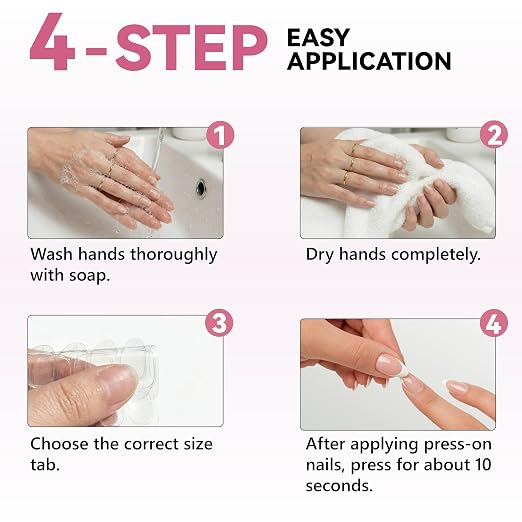Nail Adhesive Tabs for Press On Nails, Ultra Thin, Natural Fit, 300 Tabs | Ultra-Thin Tabs Secure Daily Hold Easy Apply & Remove No Messy Glue Daily Wear Comfort 15 Sizes Included