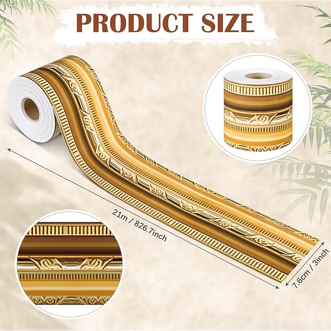 Outus 68FT Gold Frame Bulletin Board Border Die-Cut Straight Border Trim for Classroom Chalkboard, Picture Frames, Artworks, Walls, Mirrors & Office Decor, Classic Metallic Frame Molding(Antique)