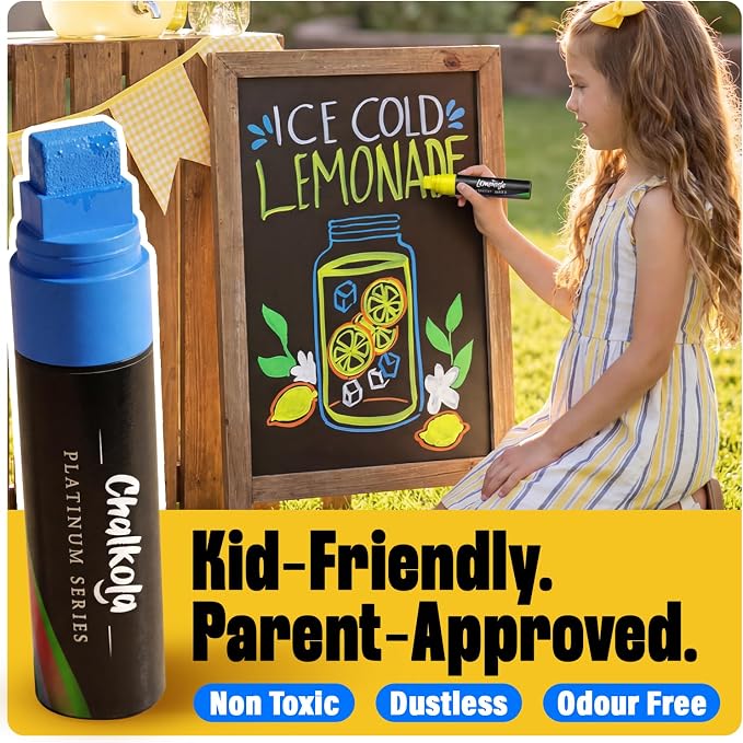 8 Washable Window Markers for Cars, Auto Glass, Chalkboard - 15mm Jumbo | 3 in 1 Nib, 28g Ink - Liquid Chalk Markers for Blackboard, Bistro, Menu Board - Loved by Teachers, Kids, Artists, Businesses
