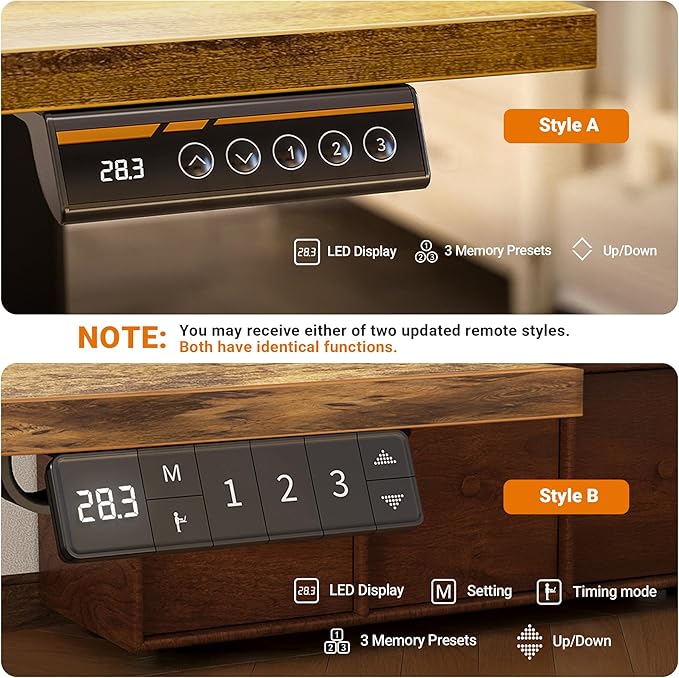 Claiks Electric Height Adjustable Standing Desk, 63x24 Inch, Rustic Brown | Smooth Height Adjustment, 3 Memory Presets, Cable Management Hub&Hook, Stable Steel Frame, 176lbs Capacity, Easy Assembly