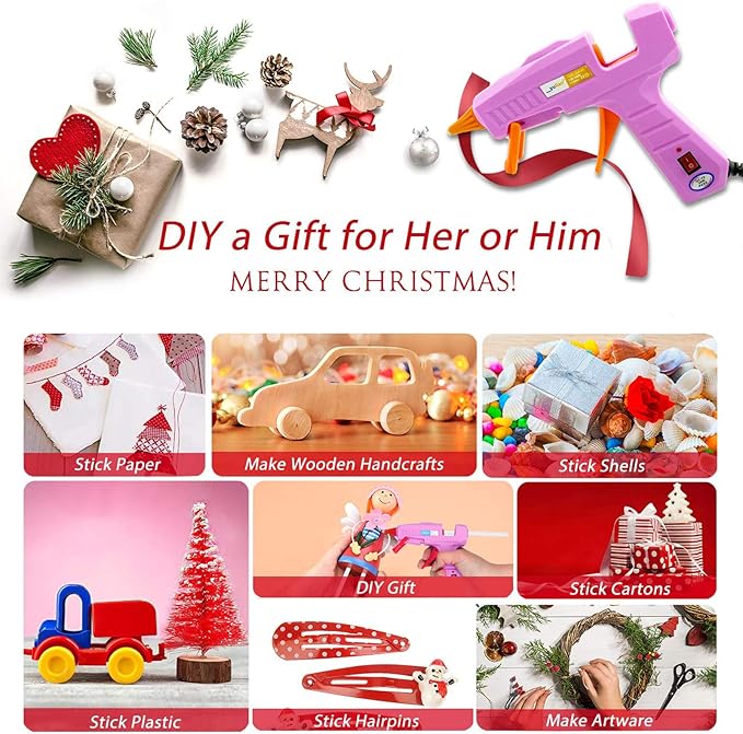 Hot Glue Gun Kit with 30pcs Glue Sticks, Mini Hot Melt Glue Gun with Carrying Case for Crafts, School DIY Arts, and Home Repair (30Watts, Pink)
