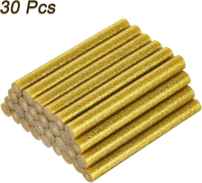 uxcell 30pcs Mini Hot Glue Gun Sticks 4-inch x 0.43-inch High Sticky Large Hot Glue Sticks for Glue Gun, Glitter Gold