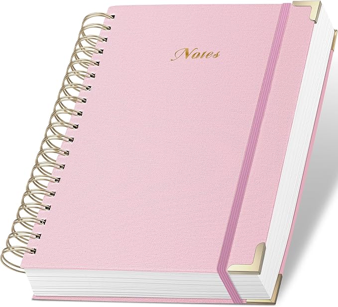Spiral Notebook Journal, 328 Pages Linen Hardcover College Ruled Notebook, Lined Thick Journals for Women Men, A4 Thick Spiral Journal for Writing, 100GSM Paper, Cute Notebooks for Work School