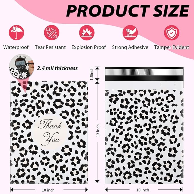 Oududianzi Poly Mailers 10x13, 50PCS Waterproof Shipping Bags, Self-Sealing Mailers Poly Bags, Mailing Envelopes Bulk, Packaging Bags for Small Bussiness