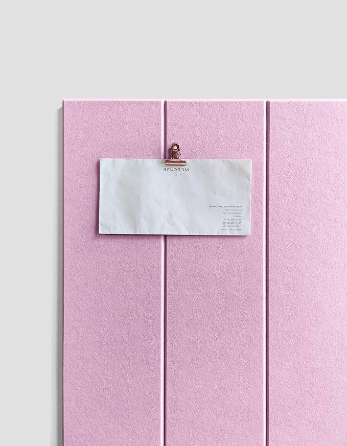 Shiplap Felt Wall Tiles (8-Pack) - Large 24x6 Acoustic Pinboard & Sound Dampening Memo Board, Decorative Bulletin Board with Included Adhesive Mounting Tabs -Sakura