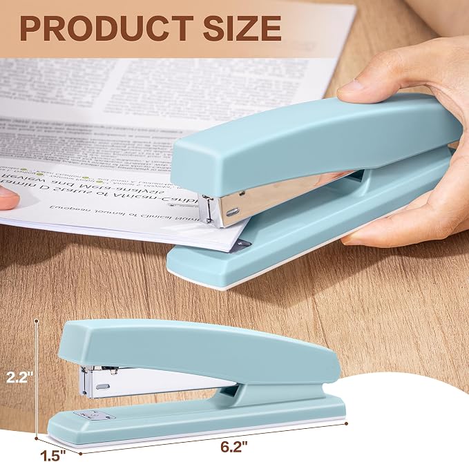 Deli Stapler, 12 Pack Staplers, 2000 Staples and 12 Staple Removers, Blue | Staplers for Desk, 25 Sheet Capacity