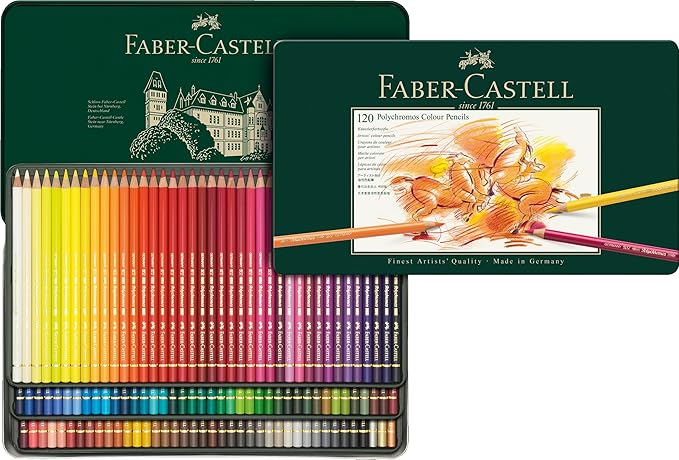 Faber-Castell Polychromos Artists' Color Pencils - Tin of 120 Colors - Premium Quality Artist Pencils