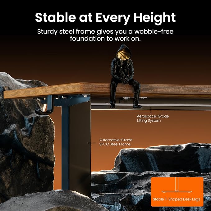 ErGear Height Adjustable Electric Standing Desk, 48 x 24 Inches Sit Stand up Desk, Memory Computer Home Office Desk, Vintage Brown