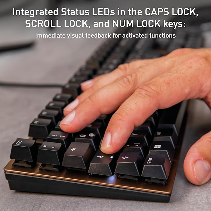 Cherry KC 200 MX, Wired Mechanical Office Keyboard, Modern Design with Elegant Aluminum Surface, USB-A Connection, MX2A Brown Switches, White/Silver