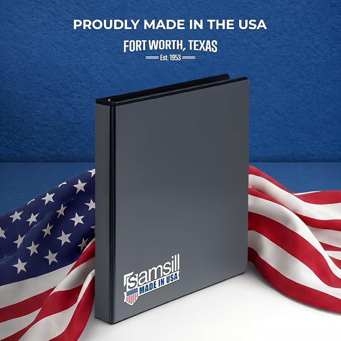 Samsill 1 Inch 3 Ring Binder, Economy Round Ring, Clear View Cover, 200 Sheet Capacity - for School, Home, Office - Black