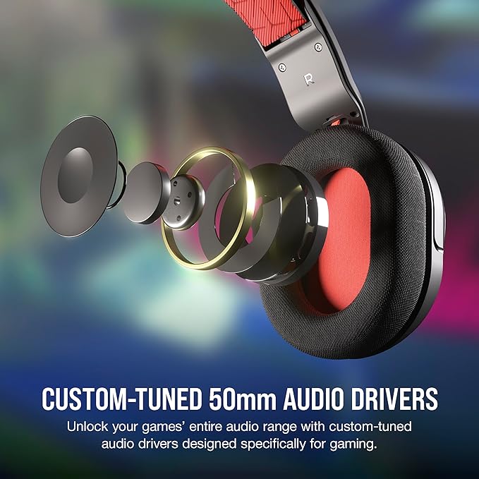 Corsair HS35 v2 Multiplatform Wired Gaming Headset – Flexible Omni-Directional Microphone – Universal 3.5mm Connection – PC, Mac, PS5, PS4, Xbox, Nintendo Switch, Mobile – Red