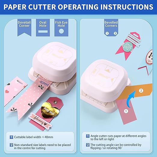 4 in 1 Tag Punch for Paper Crafts, Kaluofan 2024 New Gift Tag Marker Punch, Paper Punches for Crafting, 4 Shapes Card Making Scrapbooking Arts Corner Cutter DIY Projects