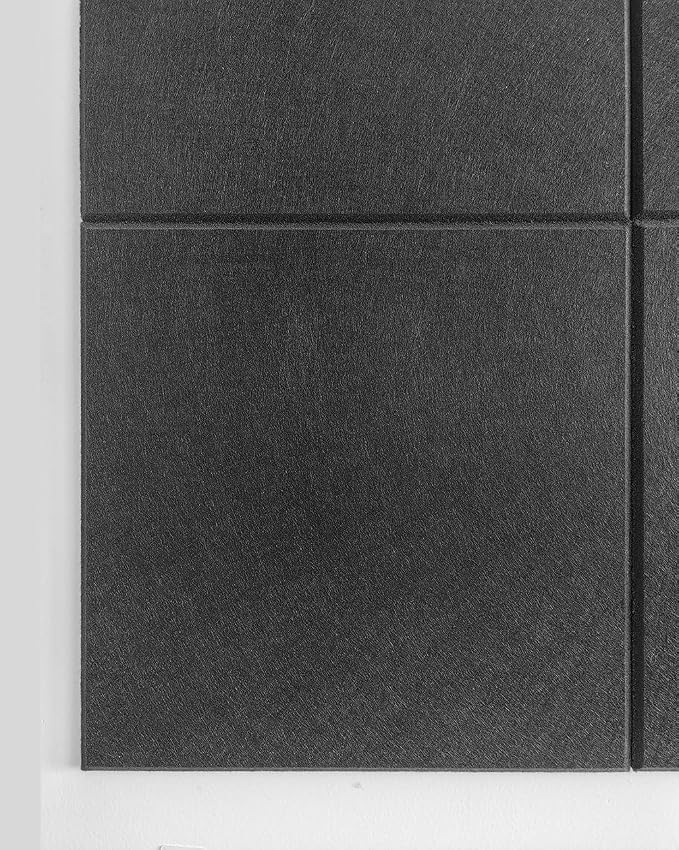 Black Cork Board Alternative 47"x35" | Felt Wall Tiles (12-Pack) | Aesthetic Felt Bulletin Board for Office, Home & Classroom | Large Cork Boards for Walls Pinboard Dartboard Wall Protector
