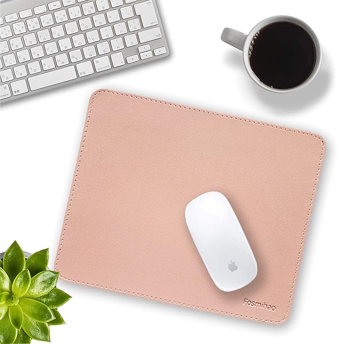 Leather Mouse Pad - Wood Mouse Pad, Double Side Mouse Pad with Stitched Edge, Waterproof Ultra Thin Mouse Pad for Computers, Laptop, Office & Home, 10.2 x 8.3 Inch, 1 Pack (Pink)