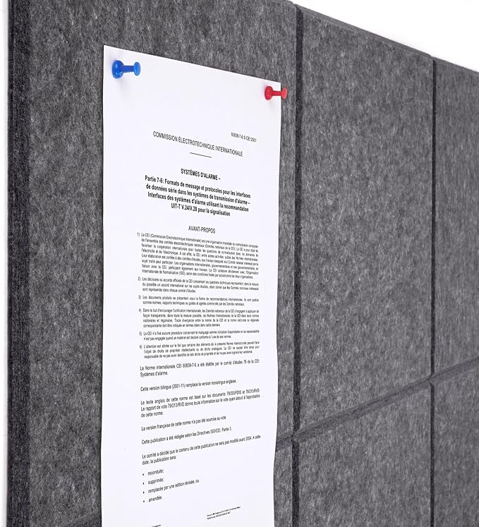 48" x 36" Felt Bulletin Board & Cork Board Alternative, Dark Gray | 12 Pack Removable Felt Wall Tiles with 30 pushpins, 60 Safe Adhesive Tabs, Pin Boards for Wall Decor, Home ,Office, Classroom