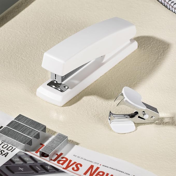 Deli Stapler, 25 Sheet Capacity, 1000 Staples & Staple Remover, White