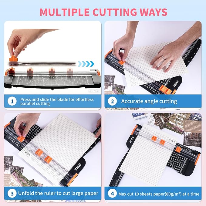 A4 Paper Cutter Slider 12 Inch Paper Trimmer Photo Cutter, Black | Small Paper Cutter for Classroom Scrapbooking Cutter, Cutter Sliding
