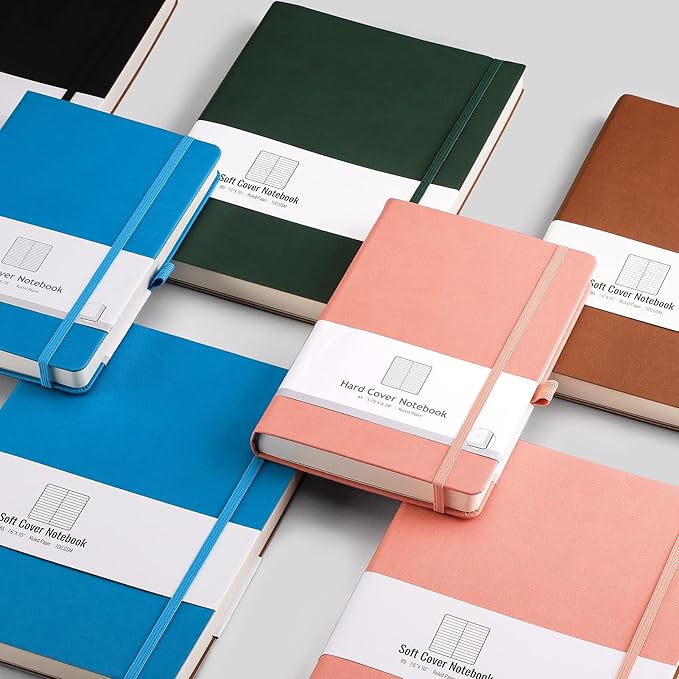 AHGXG Lined Journal Notebook - 320 Pages Thick Journal for Women, Large Notebook A4 College Ruled, 8.5''×11'', 100gsm Thick Paper, Leather Softcover - Pink