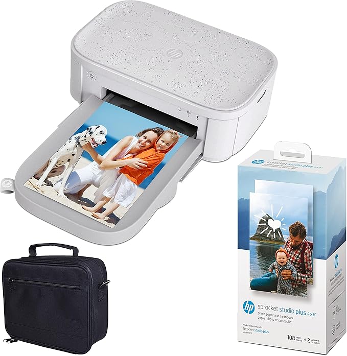 HP Sprocket Studio Plus 4x6” Instant Photo Printer – Bundle: Case and Photo Paper