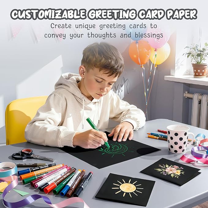 Black Cardstock 8.5 x 11, 120 Sheets Heavy Cardstock Paper, Construction Paper 8.5 x 11, 200 GSM Cardstock Printer Paper, Black Card Stock for DIY Cards, Invitations, Business Cards