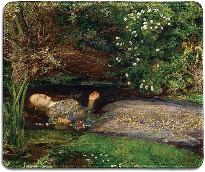dealzEpic - Art Mousepad - Natural Rubber Mouse Pad with Famous Fine Art Painting of Ophelia by John Everett Millais - Stitched Edges - 9.5x7.9 inches