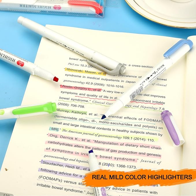 25Pcs Real Mild Highlighters, Pastel Highlighter Assorted Colors Markers Dual Tip Highlighter Markers Chisel and Fine Tips for Coloring, Underlining, Highlighting