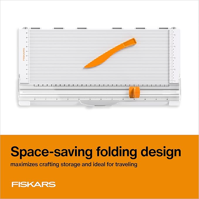 Fiskars 12" Trim & Score Board, TripleTrack System, Integrated Scoring Surface, Folding Design for Crafting and Travel