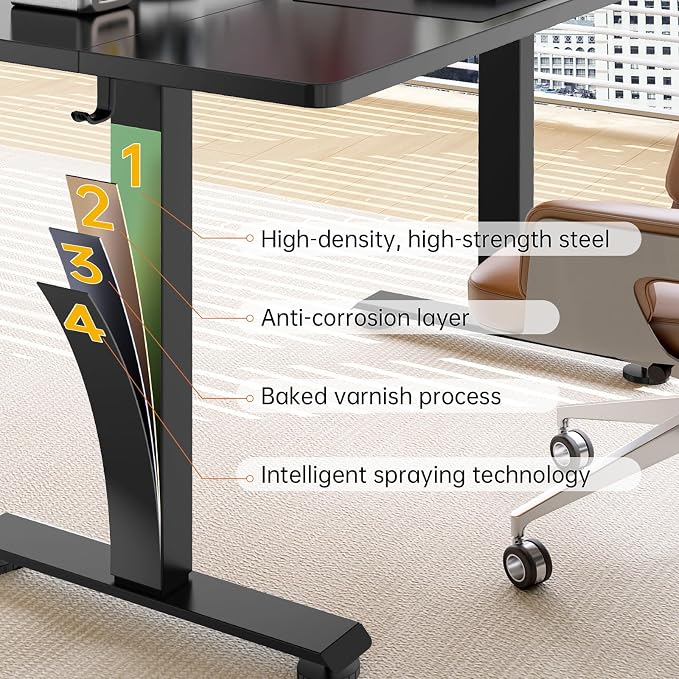 Veken 63×23.6 Inch Large Electric Standing Desk, Gaming Table, Black | Height Adjustable Sit Stand Up Computer Tables for Home Office, Study , Writing, Suit students, employees and group work