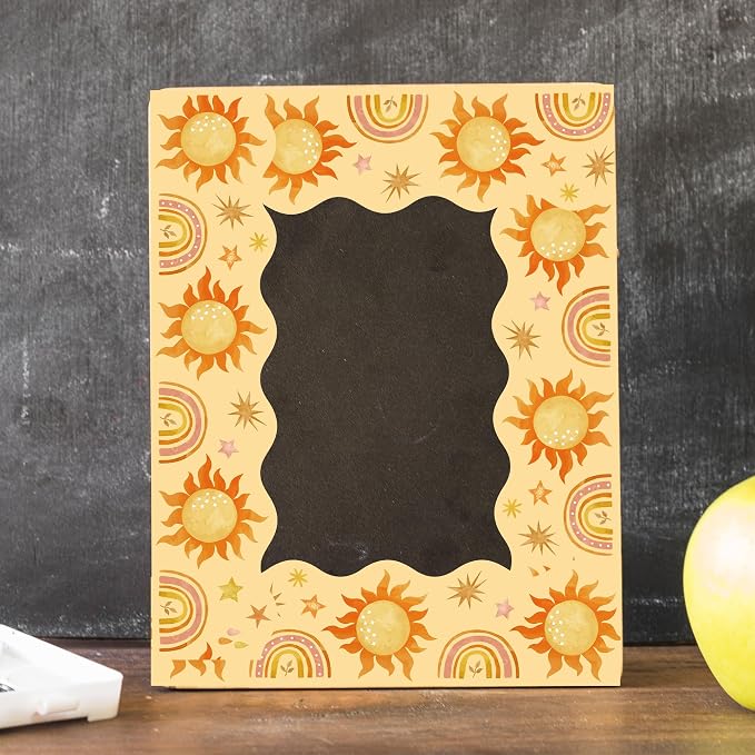 BeYumi Boho Sun Border Trim - 65ft Back to School Boho Sun Scalloped Rolled Border Trim Pastel Watercolor Bulletin Board Set Classroom Office Chalkboard Kindergarten Elementary Home Party Decoration
