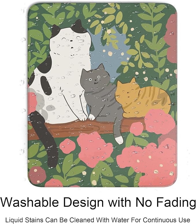 Cute Colorful Cats Square Mouse Pad,Kawaii Cat Mouse Pads for Wireless Mouse Desk Accessories,10"X8"Travel Mousepad with Non-Slip Rubber Base, Stitched Edge Mouse Pads for Desk,Computers,Laptop,Office