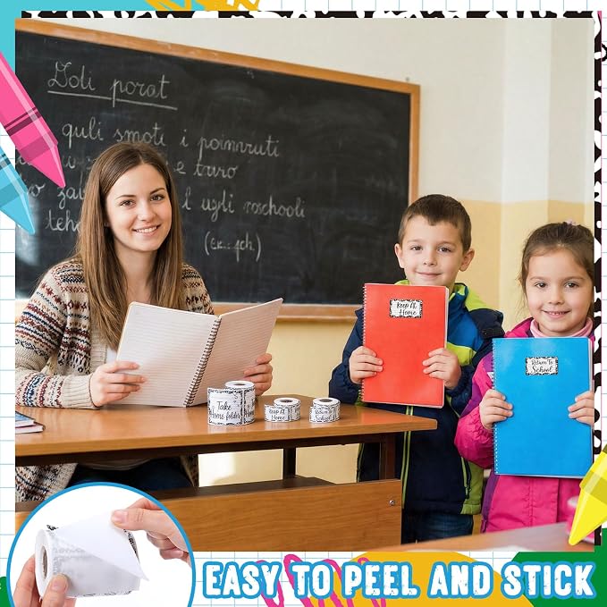 600 Pcs Take Home Return to School Labels,Composition Notebook | 3 Rolls Thermal Printed, Student Homework Folder Stickers, Keep at Home Label, Classroom Office Organization