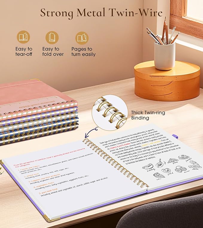 Blank Spiral Notebook Journal 8.5” x 11”, A4 Large Hardcover Sketch Book for Women Men, 100 GSM Blank Paper Drawing Notebook, Spiral Bound Sketchbook for Sketching School Work Note Taking, Purple