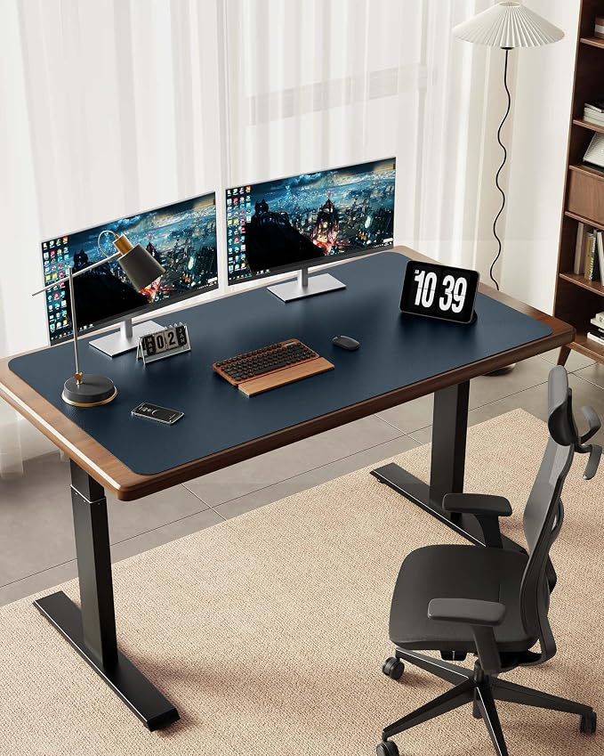 YSAGi 35.4" x 17" Large PU Leather Desk Mat for Keyboard and Mouse - Waterproof Non-Slip Desk Pad Protector for Office, Home, Writing Desk, Dark Blue