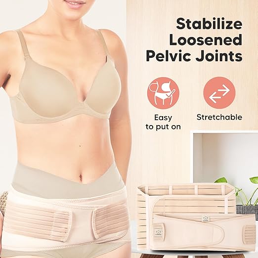 3 in 1 Postpartum Belly Support Recovery Wrap - Postpartum Belly Band, After Birth Brace, Slimming Girdles, Body Shaper Waist Shapewear, Post Surgery Pregnancy Belly Support Band (Classic Ivory, M/L)
