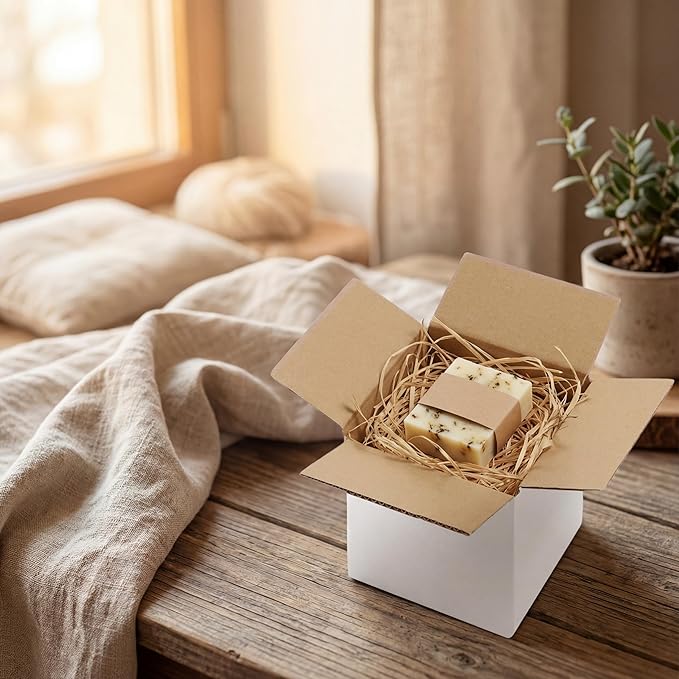 HORLIMER 40 Pack 6x6x6 Shipping Boxes, White Corrugated Cardboard Box for Mailing, Packaging, Small Business