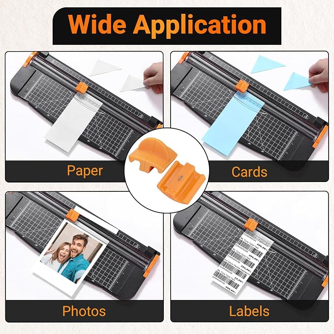 157400-1001 TripleTrack Blade for Fiskars SureCut & Precision Paper Trimmer | Paper Cutter Titanium Blade Style I for Fiskars Portable Craft Paper Trimmer, Orange Paper Cutting Replacement Blade, 2 PCS