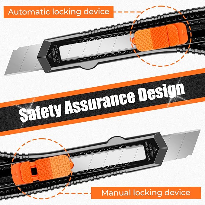 DIYSELF 12 Pack Box Cutter Retractable, 18mm Snap-Off Utility Knife | Disposable Utility Knife, Portable Box Opener, Razor Knife for Office, Shop and Warehouse