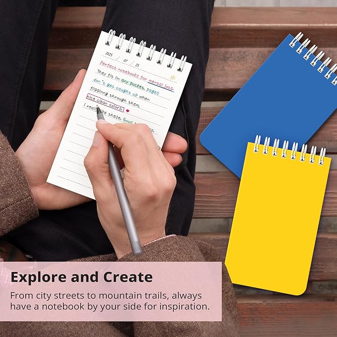 Taja Pocket Small Notebook 3" x 5", Set of 8 Mini Little Spiral Notebook, Nursing Notepad, Perfect for Work, School, Office, Nurse, Travel - Bright