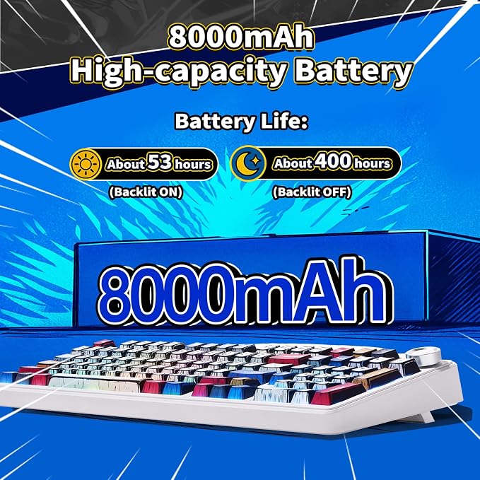 x Aula F99 Pro Mechanical Keyboard, Wireless Gaming Keyboards RGB Backlit Hot Swappable Custom Creamy Bluetooth Computer Keyboard, Tri-Mode BT5.0/2.4GHz/USB-C, Pre-lubed Switches PBT Keycaps | 99 Keys,8000mAh Rechargeable,Hot Swappable Custom,RGB Backl...