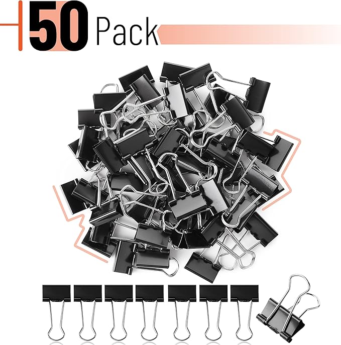 Mr. Pen- Small Binder Clips, 50 pcs, 0.75", Small Size, Black Metal Binder Paper Clips, Paper Clamps for Office Supplies, Home, School, Business, Document Organizing