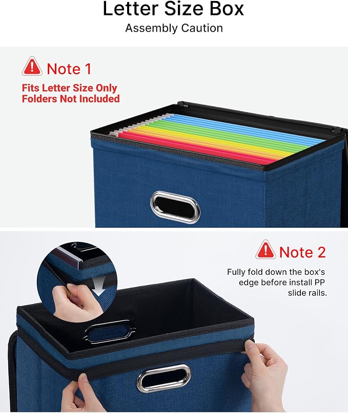 File Box Small 1-Pack Mesh Pockets Hanging Organizer for Letter-Size | Dustproof Lid. 3 Mesh Pockets. Collapsible Scratch-Resistant GRS Linen. Slide Rails. Office, Home, Dorm