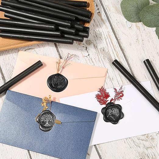 Sealing Wax Sticks, Paxcoo 20pcs Wax Seal Sticks, Glue Gun Sealing Wax Sticks for Wedding Invitations, Letter, Envelope, Cards and Crafts (Black)