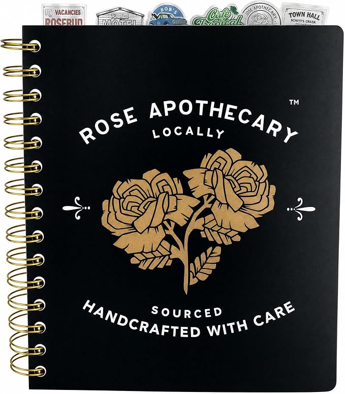 Schitt’s Creek Tab Journal Notebook - Rose Apothecary, Spiral Bound, 144 Lined Pages, 8 x 7 inches | 8 x 7 Spiral Notebook with 6 Tab Dividers, Vinyl Cover, for Notes, Journaling, Work & School, Schitt's Creek Merchandise