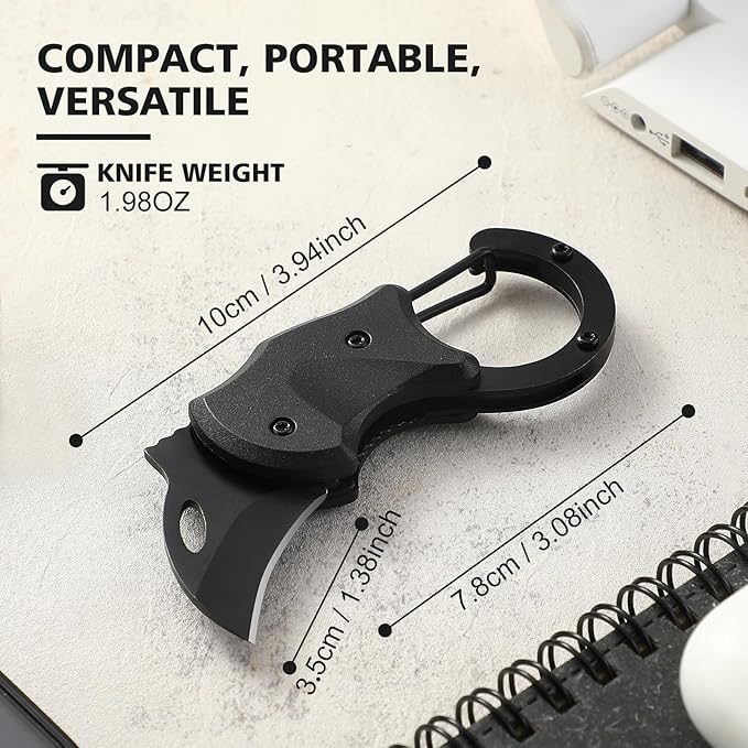 VIRENKNIFE Folding Pocket Utility Knife,Small Pocket Knife with 1.38''Sharp Blade, EDC Knife for Men Women,Mini Keychain Box Cutter for Everyday Carry,Great Gift for Men (Black)