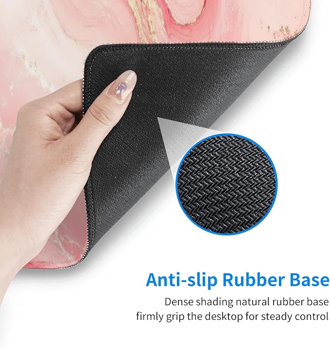 Pink Gold Marble Mouse Pad XL Large Mousepad Non Slip Rubber Base Desk Mat for Laptop Computer Gaming 31.5" X 12"