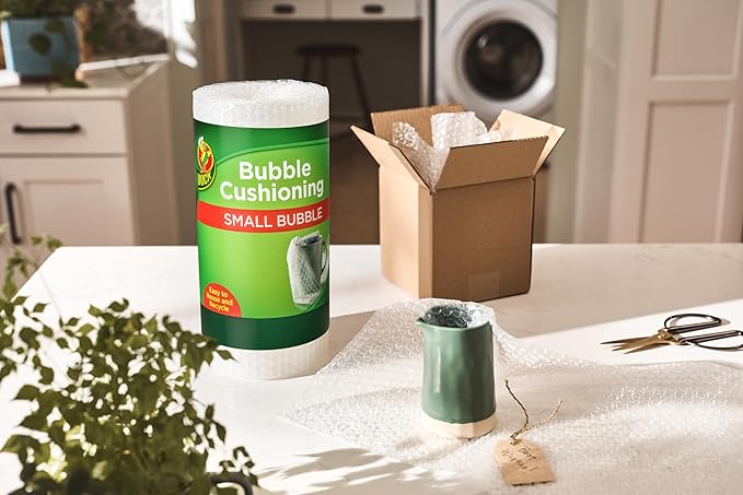 Duck Brand Bubble Wrap Original Protective Packaging, 12 Inches Wide x 30-Feet Long, Single Roll (393251), Clear